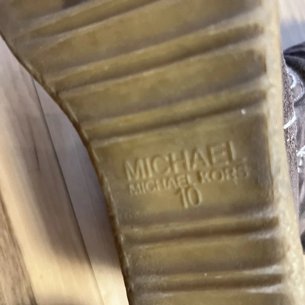 Michael Kors brown Crosby Suede Sherpa Lined Knee High Wedge Boots‎ Womens Sz 10